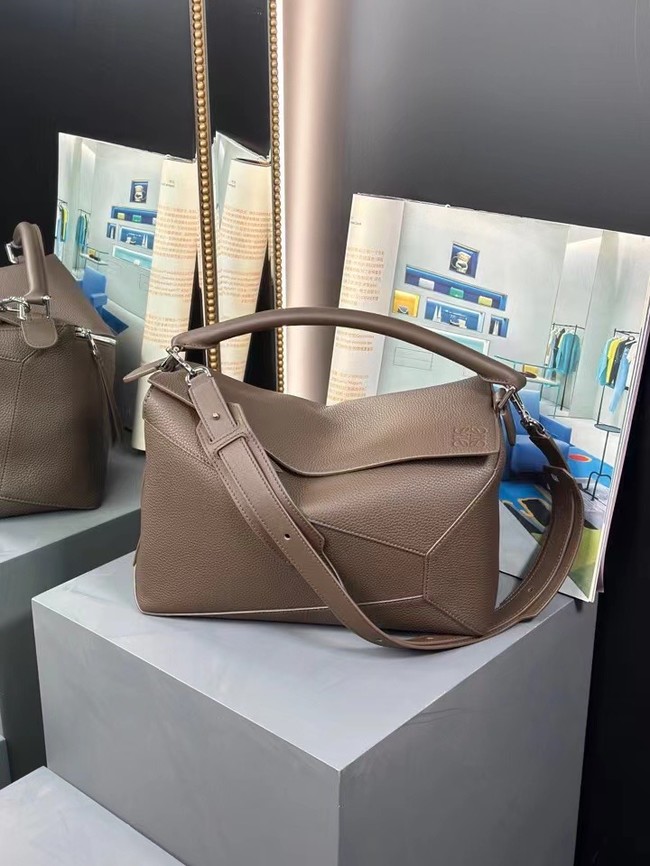 Loewe Large grainy cowhide leather Puzzle bag 231095 daek gray
