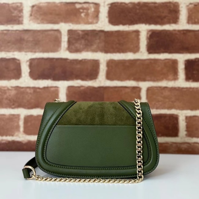 GUCCI BLONDIE SMALL SHOULDER BAG suede 815711 DARK GREEN