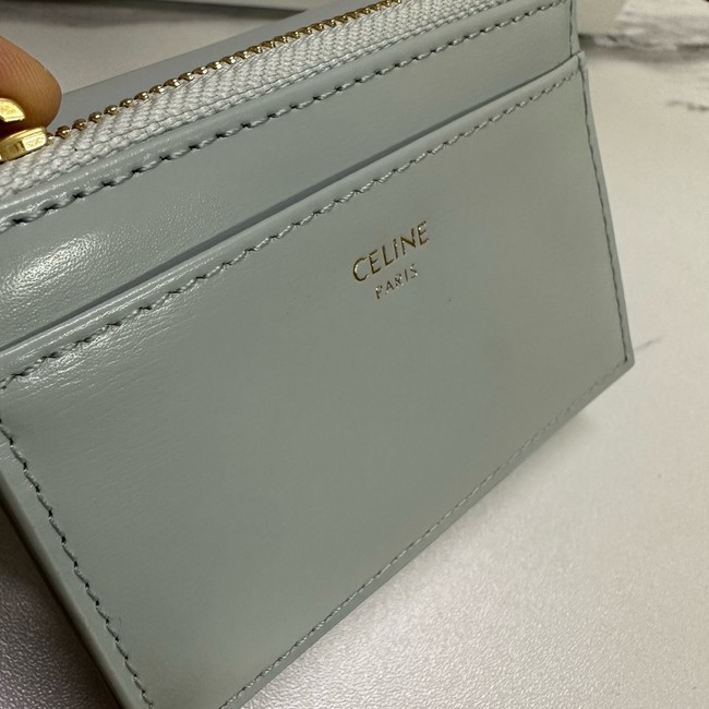 Celine SMALL FLAP WALLET TRIOMPHE IN SHINY CALFSKIN 10L653 light gray