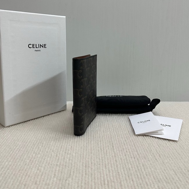 Celine COMPACT WALLET TRIOMPHE CHARMS IN TRIOMPHE CANVAS AND LAMBSKIN 10M103 tan