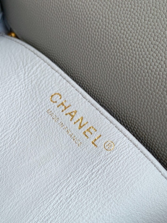 Chanel Grained Calfskin Shoulder Bag AS5330 gray blue