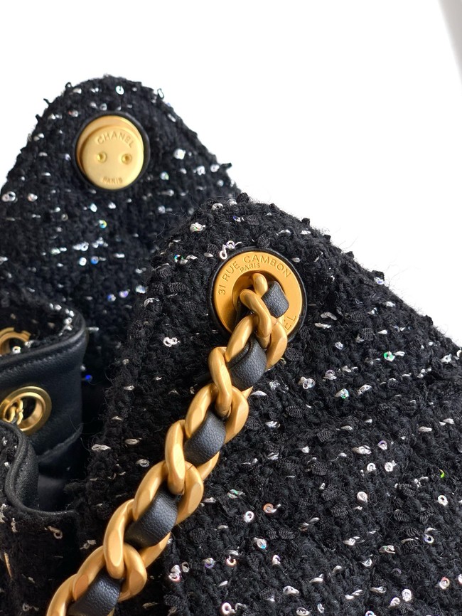CHANEL 25 MINI HANDBAG Woolen tweed AS5631 black
