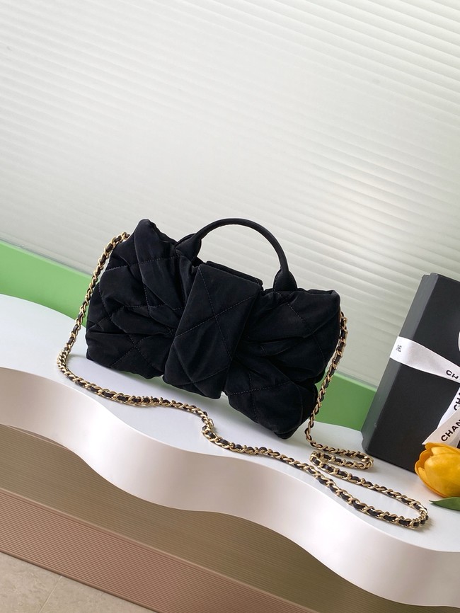Chanel Velvet-Effect Nylon Mini Bow Bag AS5849 black