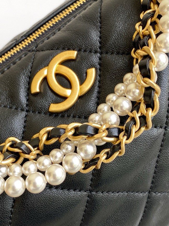 Chanel Lambskin Hobo Handbag AS5898 black